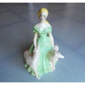 Antique Lady Planter w wolfdogs Brayton Laguna Pottery 1940's